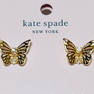NEW Kate Spade Social Butterfly Stud Earrings Gold w/ Receipt and Dust Bag